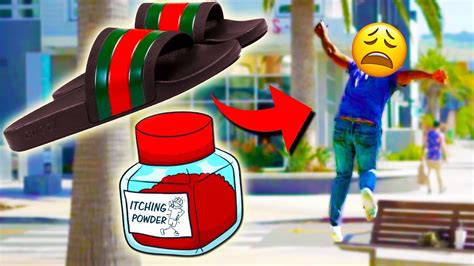 ITCHING GUCCI FLIP FLOPS BAIT PRANK!! 